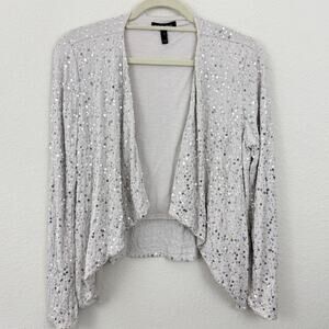 Isabella Oliver Womens Maternity Open Cardigan Top Size S Sequins Party Ecru